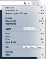 Chrome browser settings menu