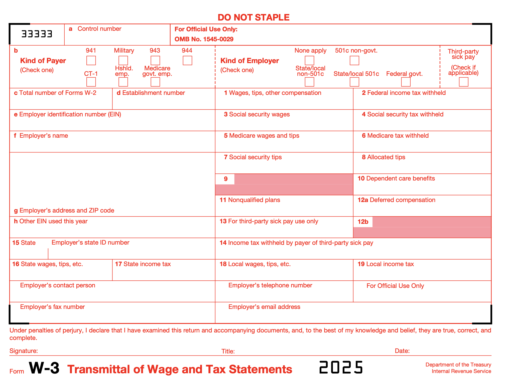 Form W-3 2025