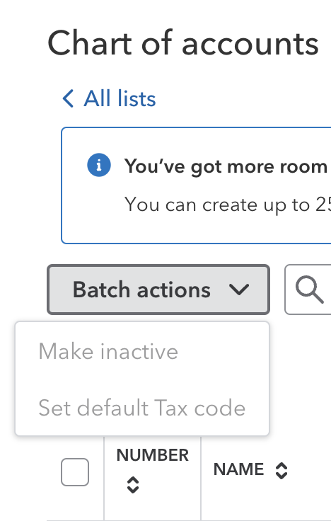 QBO COA apply default sales tax codes