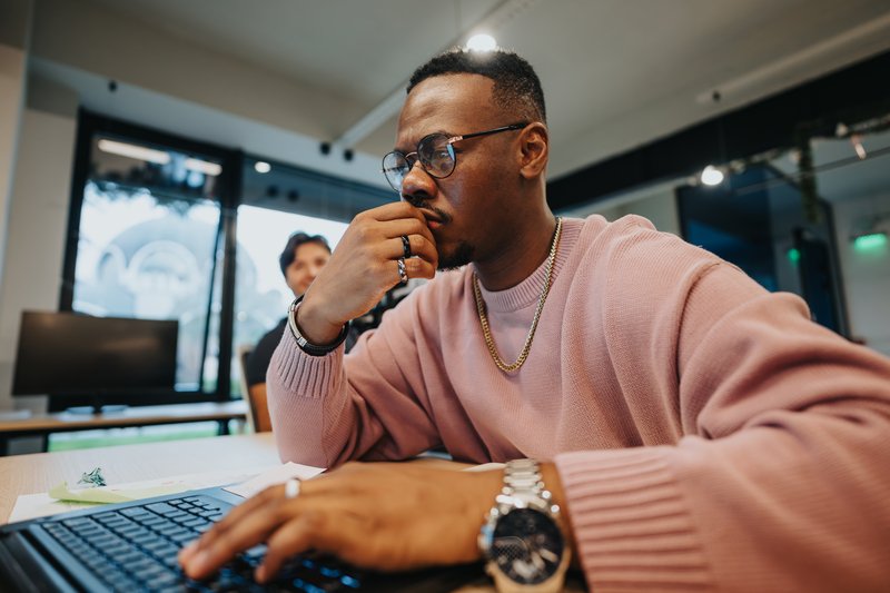 Businessman reviewing financial statements