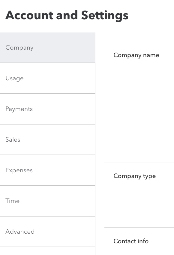 QBO Settings Navigation Bar